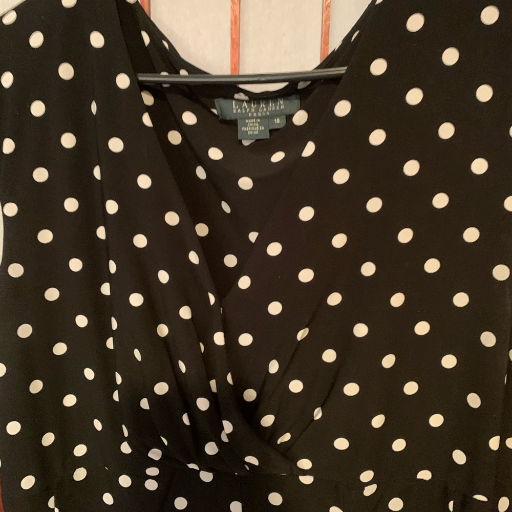 Black polka dot flared dress